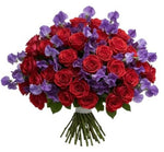 Charming Red Roses with Sweet Peas Bouquet - Flowers Box London