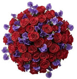 Charming Red Roses with Sweet Peas Bouquet - Flowers Box London