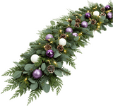 Chic Winter Garland in White & Violet Tones - Flowers Box London