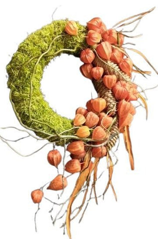 Chinese Lanterns Art Door Wreath - Flowers Box London