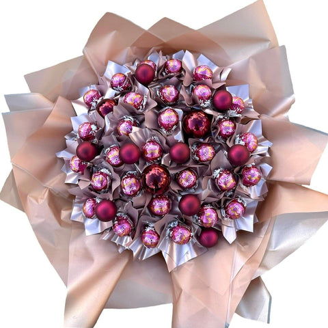 Christmas Rose Gold Chocolate Bouquet with Baubles - Flowers Box London