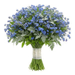 Classic Blue Forget Me Not Bouquet with Silver Leaves