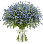 Classic Blue Forget Me Not Bouquet with Silver Leaves