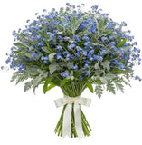 Classic Blue Forget Me Not Bouquet with Silver Leaves