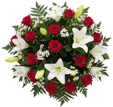 Classic Bouquet of White Lily & Roses