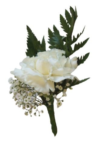 Classic Carnations Buttonhole with Gypsophila - Flowers Box London