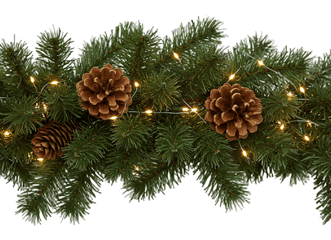 Classic Cones with Spruce and Lights Festive Garland - Flowers Box London
