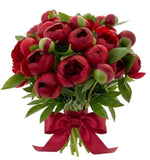 Classic Deep Red Peony Bouquet - Flowers Box London