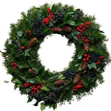 Classic Green Autumn Wreath with Ilex - Flowers Box London