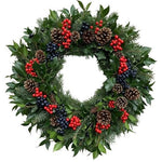 Classic Green Autumn Wreath with Ilex - Flowers Box London