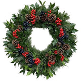 Classic Green Autumn Wreath with Ilex - Flowers Box London