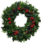 Classic Green Autumn Wreath with Ilex - Flowers Box London