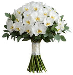 Classic Phalaenopsis Orchids Bouquet with Greenery - Flowers Box London