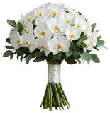 Classic Phalaenopsis Orchids Bouquet with Greenery - Flowers Box London