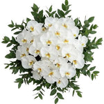 Classic Phalaenopsis Orchids Bouquet with Greenery - Flowers Box London