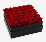 Classic Preserved Roses Square Box - Rose Head Ø 5cm - Flowers Box London