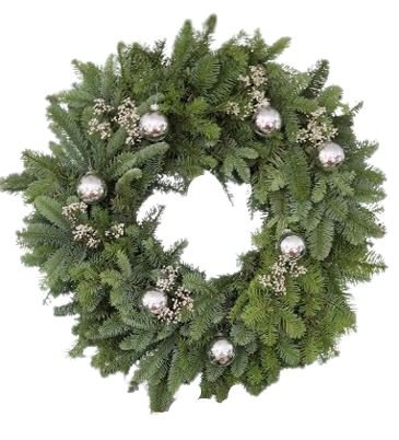 Classic Spruce Wreath with Silver Accent - Flowers Box London
