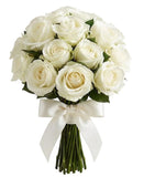 Classic White Roses Bridal Bouquet - Flowers Box London