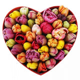 Colored Tulips Heart Box - Flowers Box London