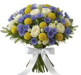 Cornflower and Ivory Harmony Bouquet - Flowers Box London