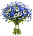 Cornflowers and Blue Forget Me Not Bouquet with Nigella