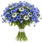 Cornflowers and Blue Forget Me Not Bouquet with Nigella