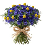 Cornflowers and Craspedia Bouquet - Flowers Box London