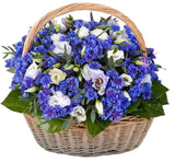 Cornflowers and Lisianthus Basket of Flowers - Flowers Box London
