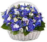 Cornflowers and Lisianthus Basket of Flowers - Flowers Box London