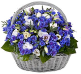 Cornflowers and Lisianthus Basket of Flowers - Flowers Box London