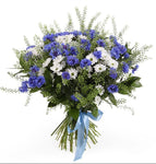 Cornflowers and White Santini Chrysanthemum Bouquet