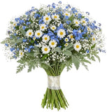 Cute Bouquet Daisies with Blue Forget Me Not