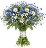 Cute Bouquet Daisies with Blue Forget Me Not