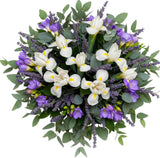 Cute Bouquet of Iris and Freesias with Greenery