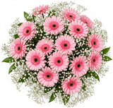 Cute Bouquet of Pink Gerberas with Gypsophila - Flowers Box London