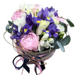Cute Box Pink Peonies in Blue - Flowers Box London