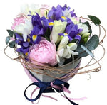 Cute Box Pink Peonies in Blue - Flowers Box London