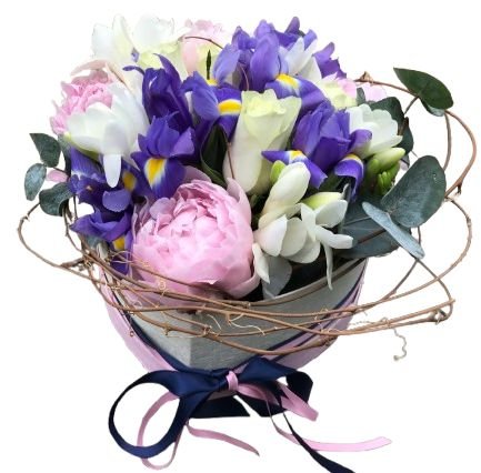 Cute Box Pink Peonies in Blue - Flowers Box London