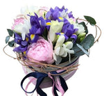 Cute Box Pink Peonies in Blue - Flowers Box London