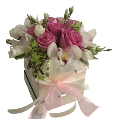 Cute Box Roses and Cymbidium Orchids