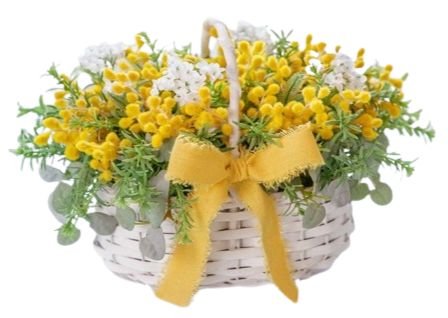 Cute Mimosa Basket with Gypsophila - Flowers Box London