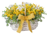 Cute Mimosa Basket with Gypsophila - Flowers Box London