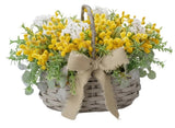 Cute Mimosa Basket with Gypsophila - Flowers Box London
