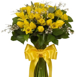 Daffodils and Tulips with Genista Bouquet - Flowers Box London