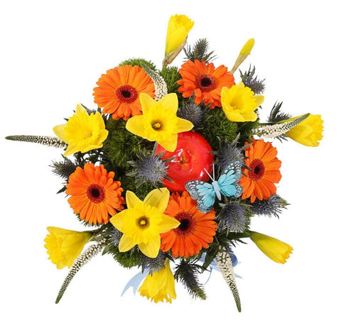 Daffodils with Orange Gerbera Bouquet - Flowers Box London