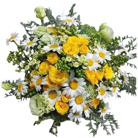 Daisies Leucanthemum and Yellow Spray Roses Bouquet - Flowers Box London