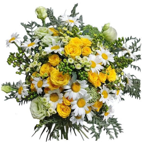 Daisies Leucanthemum and Yellow Spray Roses Bouquet