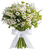 Daisies Tanacetum with White Tulips Bouquet - Flowers Box London