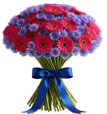 Daisy Gerbera with Blue Cornflowers Bouquet - Flowers Box London