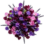 Deep Purple and Pink Sweet Pea Bouquet with Lavender